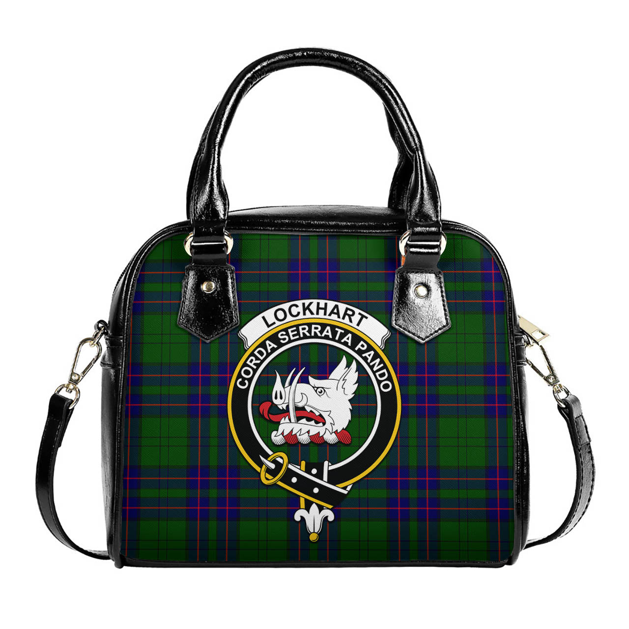 Lockhart Modern Tartan Shoulder Handbags with Family Crest One Size 6*25*22 cm - Tartanvibesclothing