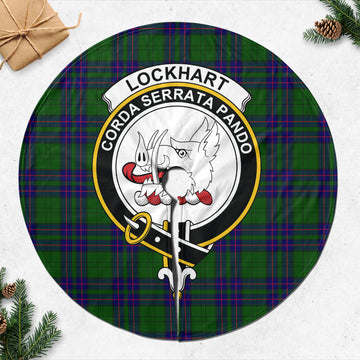 Lockhart Modern Tartan Christmas Tree Skirt with Family Crest