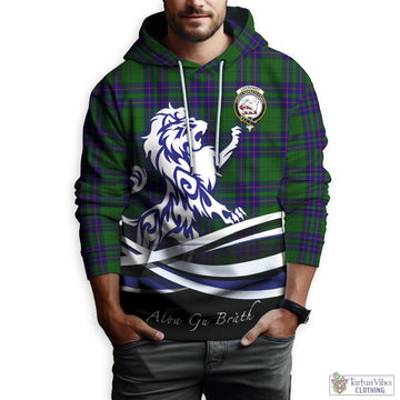 Lockhart Modern Tartan Hoodie with Alba Gu Brath Regal Lion Emblem