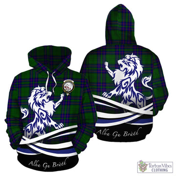 Lockhart Modern Tartan Hoodie with Alba Gu Brath Regal Lion Emblem