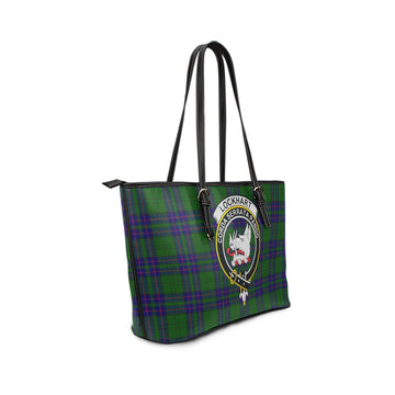 Lockhart Modern Tartan Leather Tote Bag with Family Crest