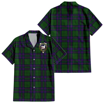 Lockhart Modern Tartan Short Sleeve Button Down Shirt with Family Crest