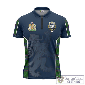 Lockhart Modern Tartan Zipper Polo Shirt with Family Crest and Lion Rampant Vibes Sport Style