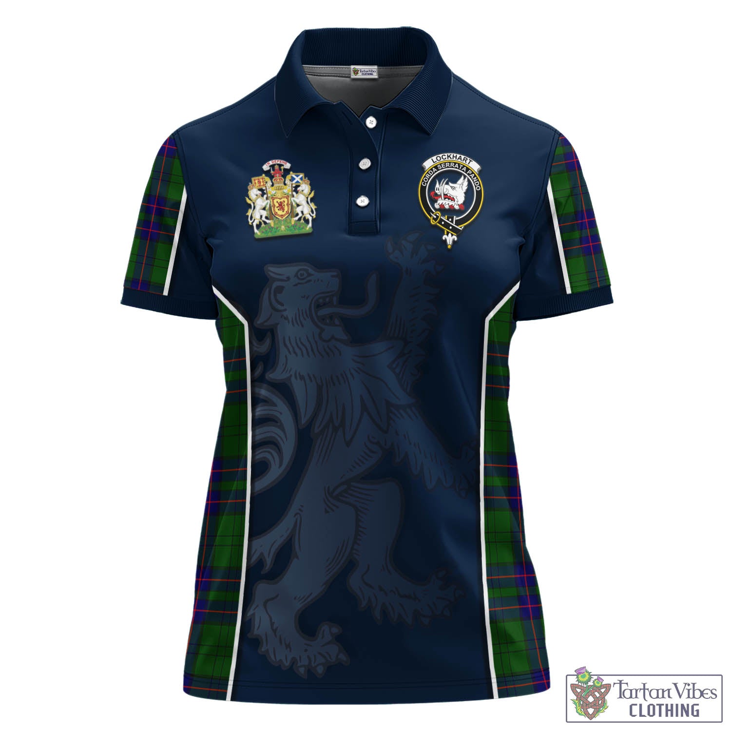 Tartan Vibes Clothing Lockhart Modern Tartan Women's Polo Shirt with Family Crest and Lion Rampant Vibes Sport Style