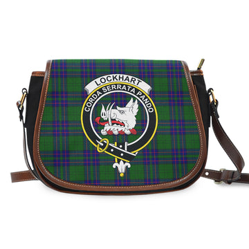 Lockhart Modern Tartan Saddle Bag with Family Crest