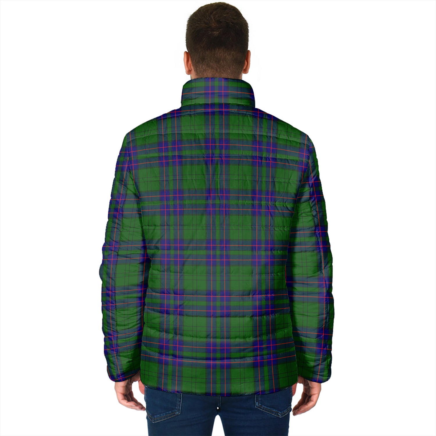 Lockhart Modern Tartan Padded Jacket with Family Crest - Tartanvibesclothing