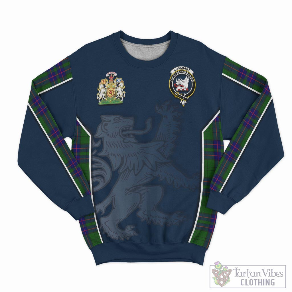 Tartan Vibes Clothing Lockhart Modern Tartan Sweater with Family Crest and Lion Rampant Vibes Sport Style