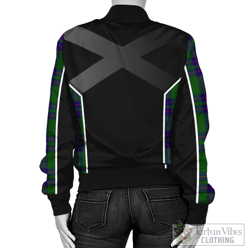 Tartan Vibes Clothing Lockhart Modern Tartan Bomber Jacket with Family Crest and Scottish Thistle Vibes Sport Style