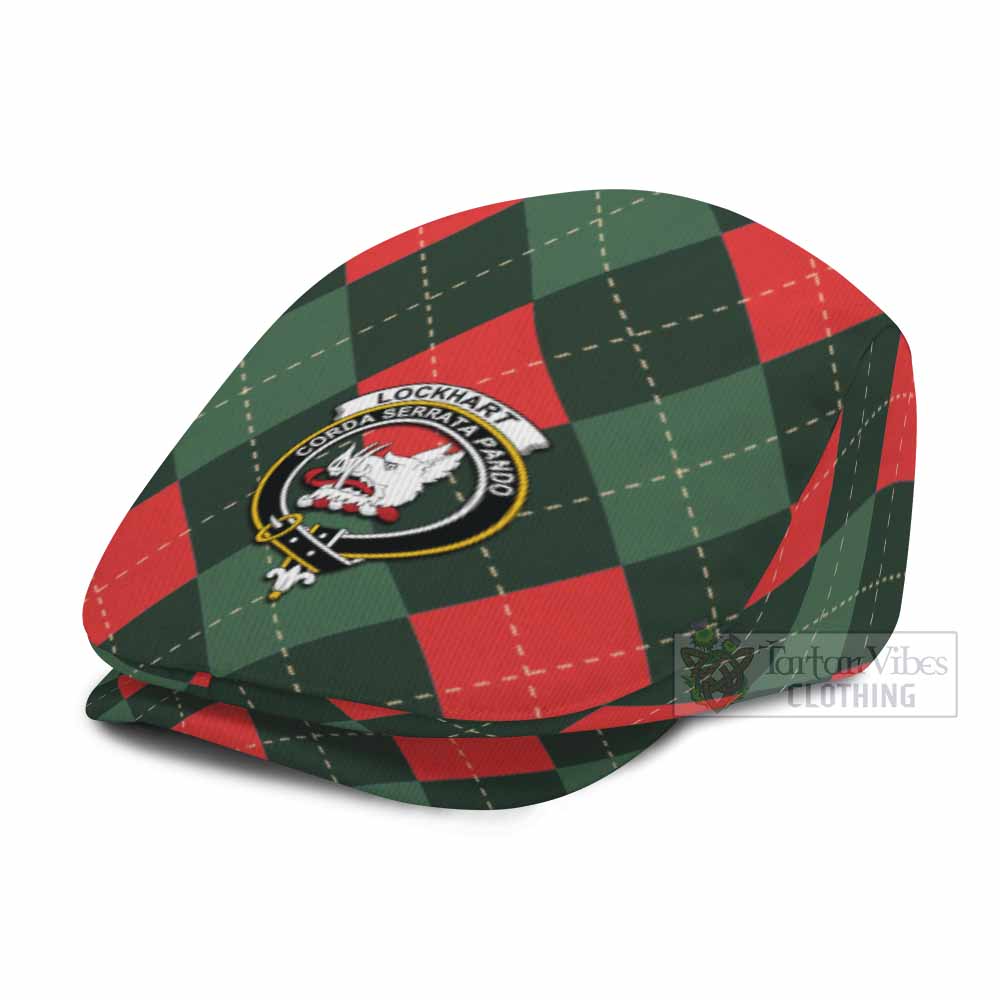 Lockhart Scottish Family Crest Flat Cap, Jeff Cap Argyle Plaid Christmas Style - Tartan Vibes Clothing