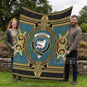 Lockhart Scottish Tartan Crest Blanket Royal Stylized - Tartan Vibes Clothing