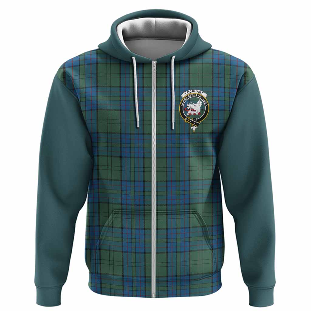 Lockhart Tartan Accent Hoodie with Family Crest