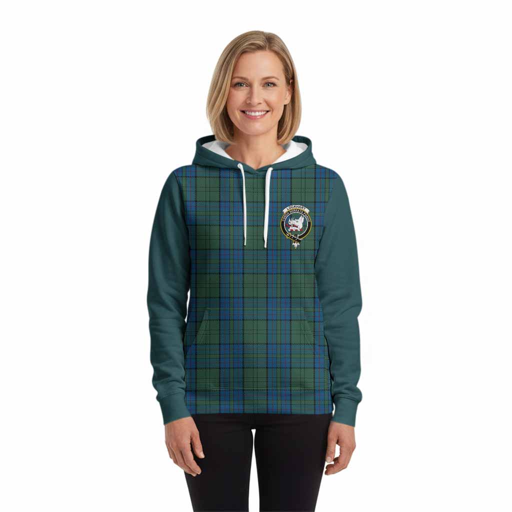 Lockhart Tartan Accent Hoodie with Family Crest