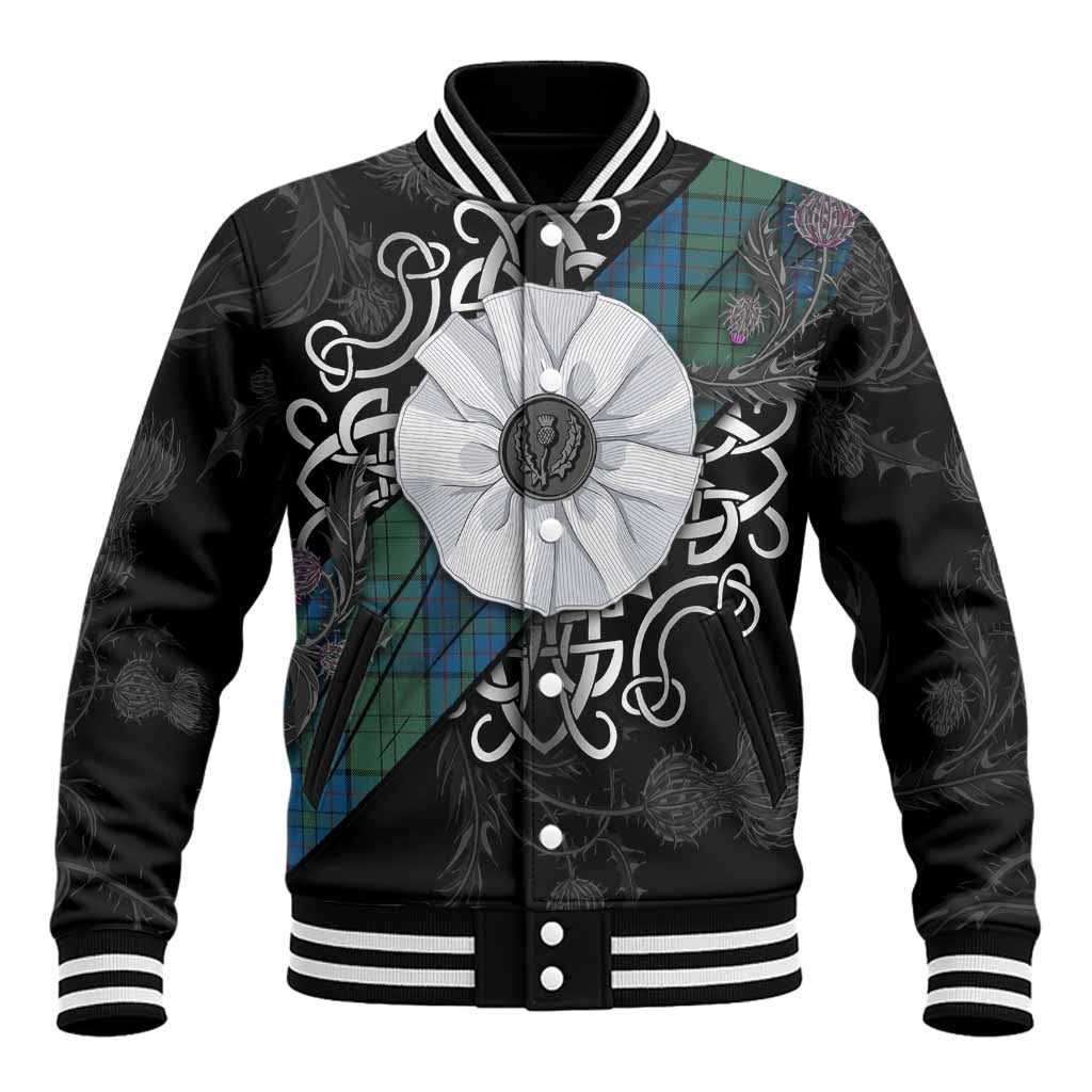 Lockhart Tartan Baseball Jacket Jacobite White Rose Unisex - Tartan Vibes Clothing