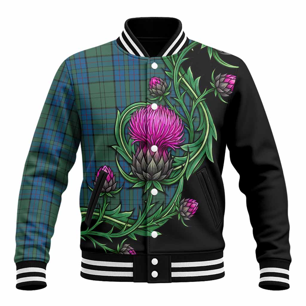 Lockhart Tartan Baseball Jacket Resilient Scottish Thistle Unisex - Tartan Vibes Clothing