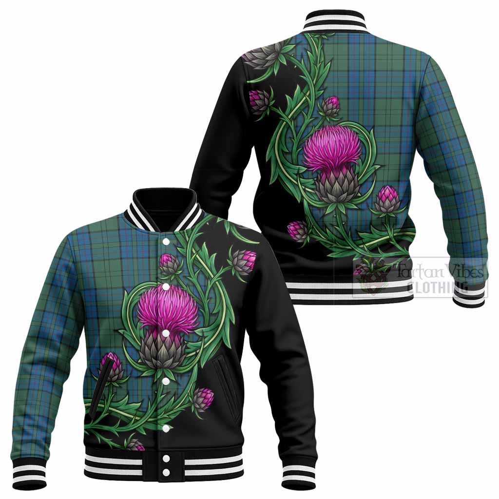 Lockhart Tartan Baseball Jacket Resilient Scottish Thistle - Tartan Vibes Clothing