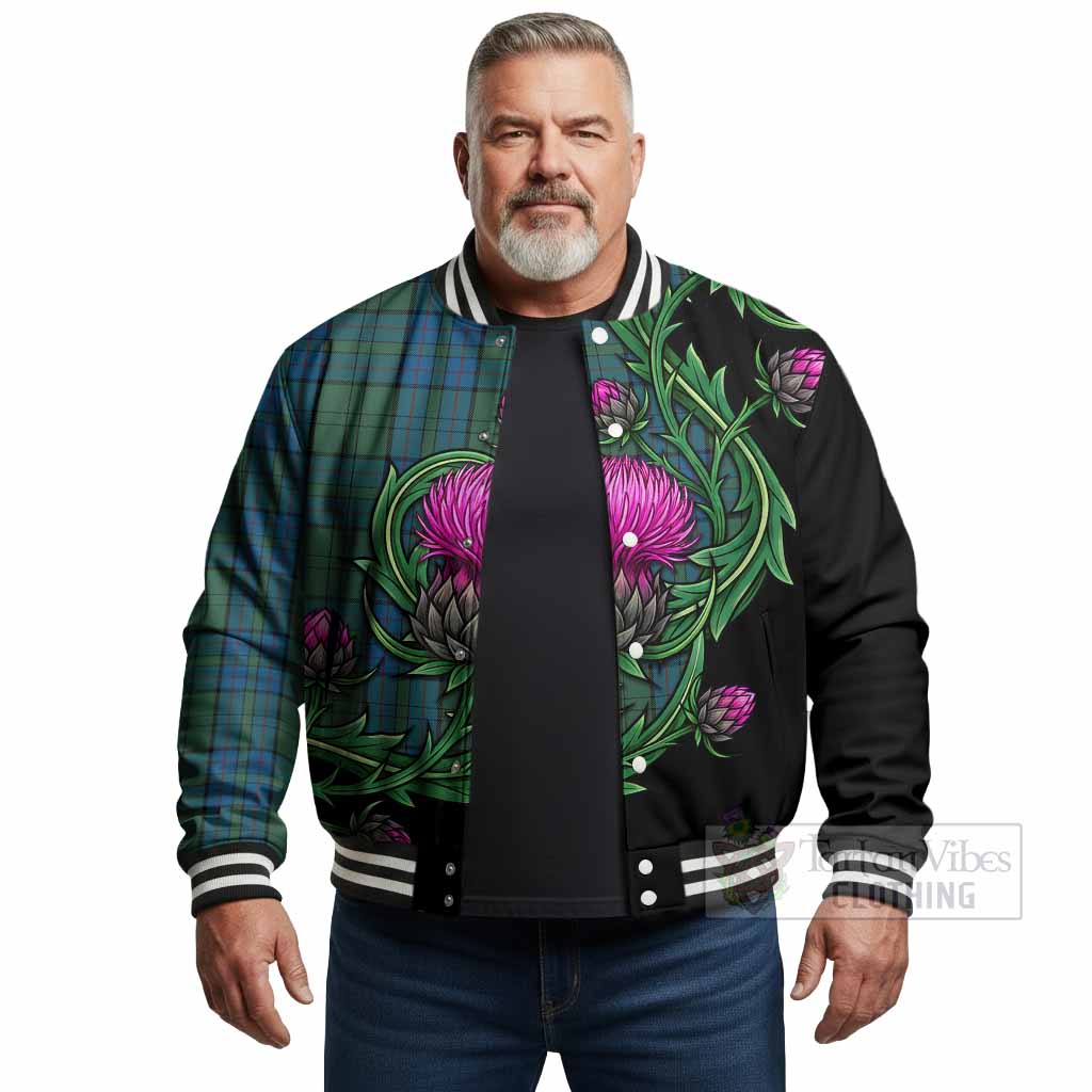 Lockhart Tartan Baseball Jacket Resilient Scottish Thistle - Tartan Vibes Clothing