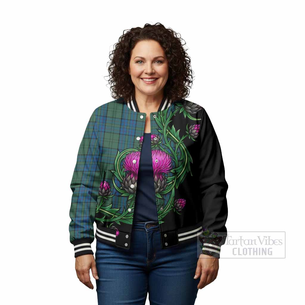 Lockhart Tartan Baseball Jacket Resilient Scottish Thistle - Tartan Vibes Clothing