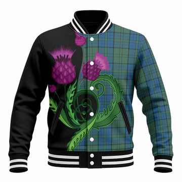 Lockhart Tartan Baseball Jacket Traditional Scottish Thistle