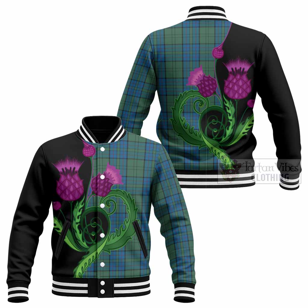 Lockhart Tartan Baseball Jacket Traditional Scottish Thistle - Tartan Vibes Clothing