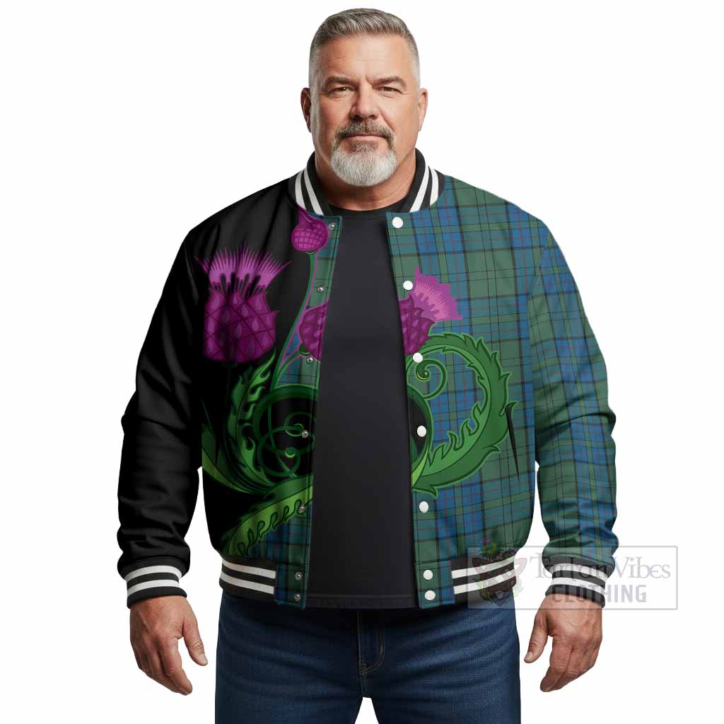 Lockhart Tartan Baseball Jacket Traditional Scottish Thistle - Tartan Vibes Clothing