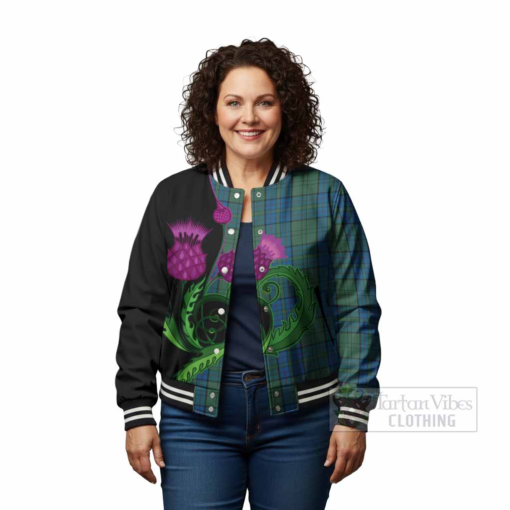 Lockhart Tartan Baseball Jacket Traditional Scottish Thistle - Tartan Vibes Clothing