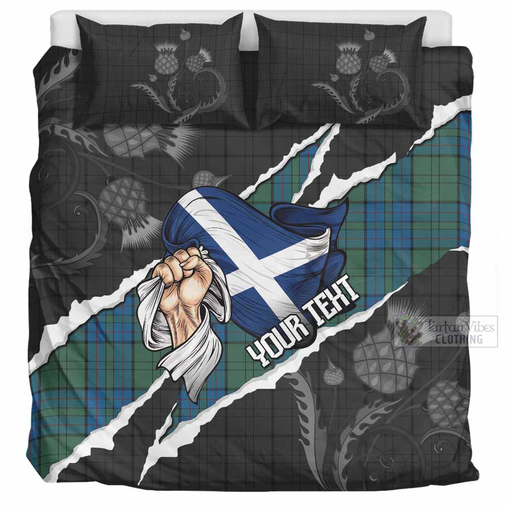 Lockhart Tartan Bedding Set Hands with Scotland National Flags UK Bedding Set UK Super King 104*94 inch - Tartan Vibes Clothing