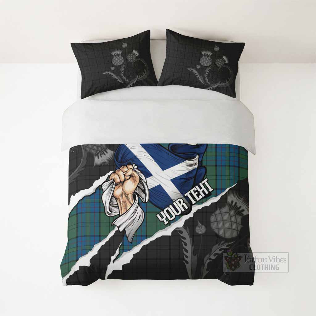 Lockhart Tartan Bedding Set Hands with Scotland National Flags - Tartan Vibes Clothing
