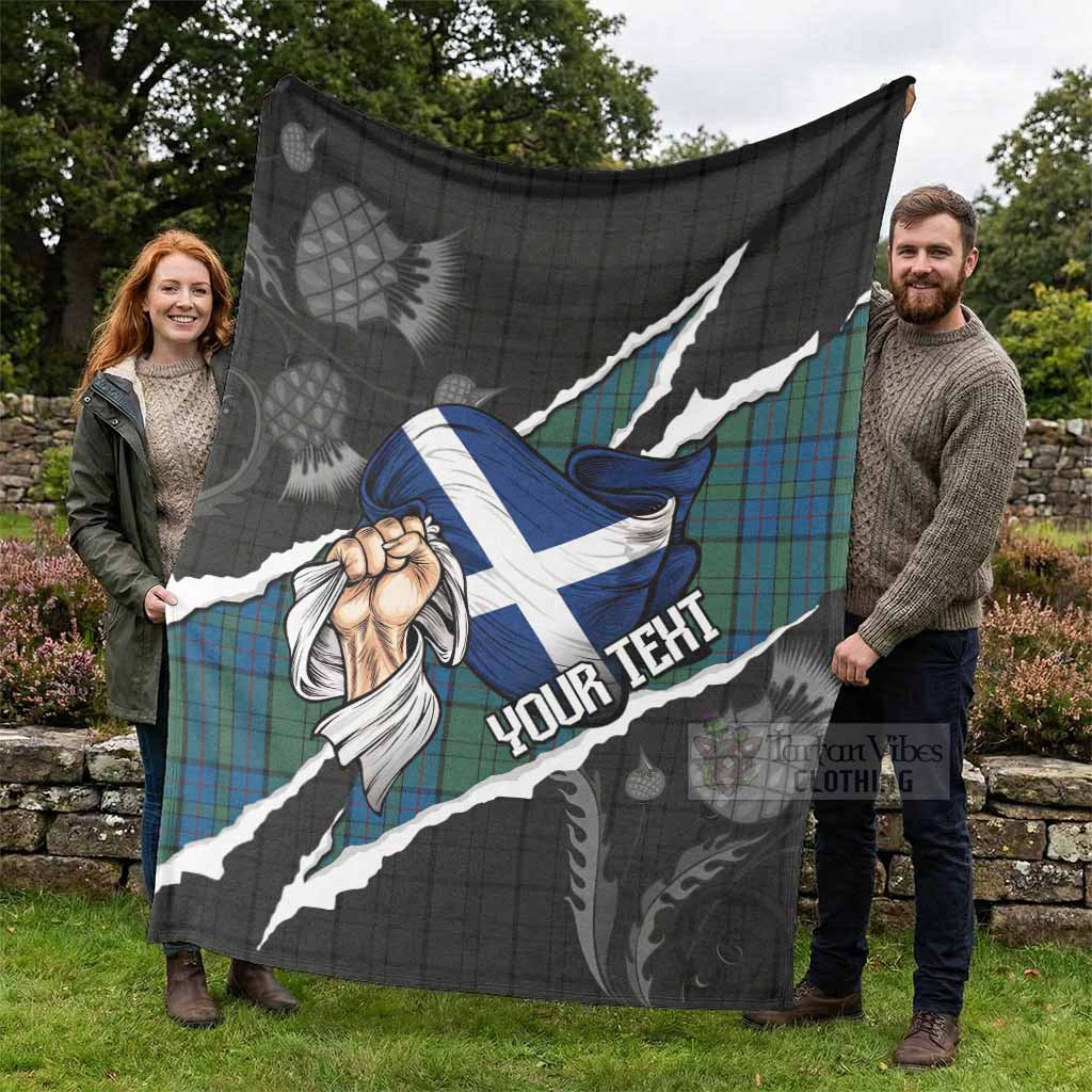 Lockhart Tartan Blanket Hands with Scotland National Flags