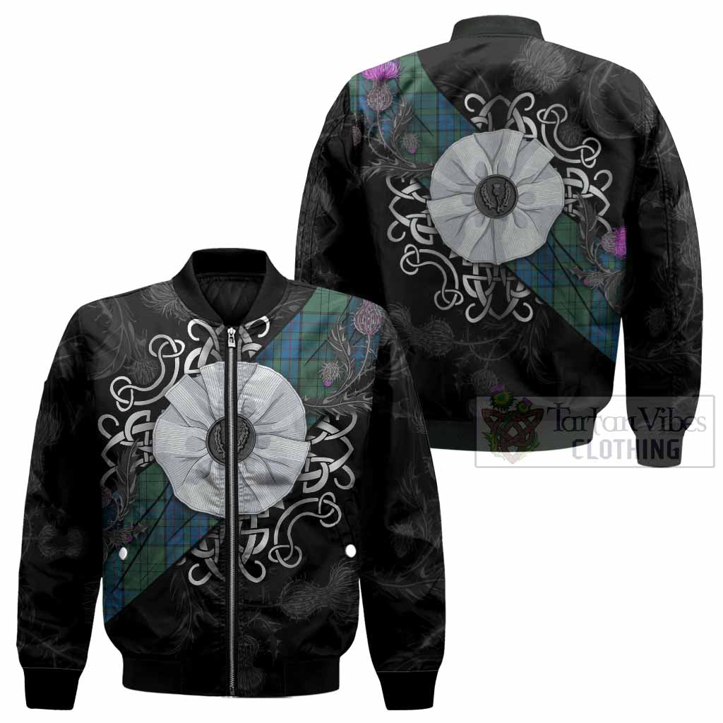 Lockhart Tartan Bomber Jacket Jacobite White Rose - Tartan Vibes Clothing