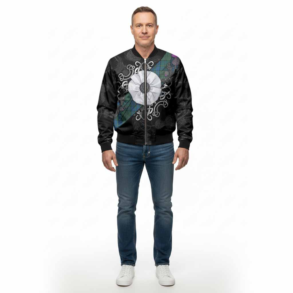 Lockhart Tartan Bomber Jacket Jacobite White Rose - Tartan Vibes Clothing