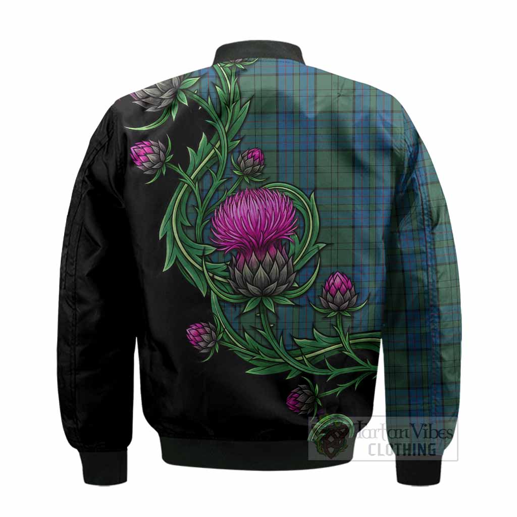 Lockhart Tartan Bomber Jacket Resilient Scottish Thistle - Tartan Vibes Clothing