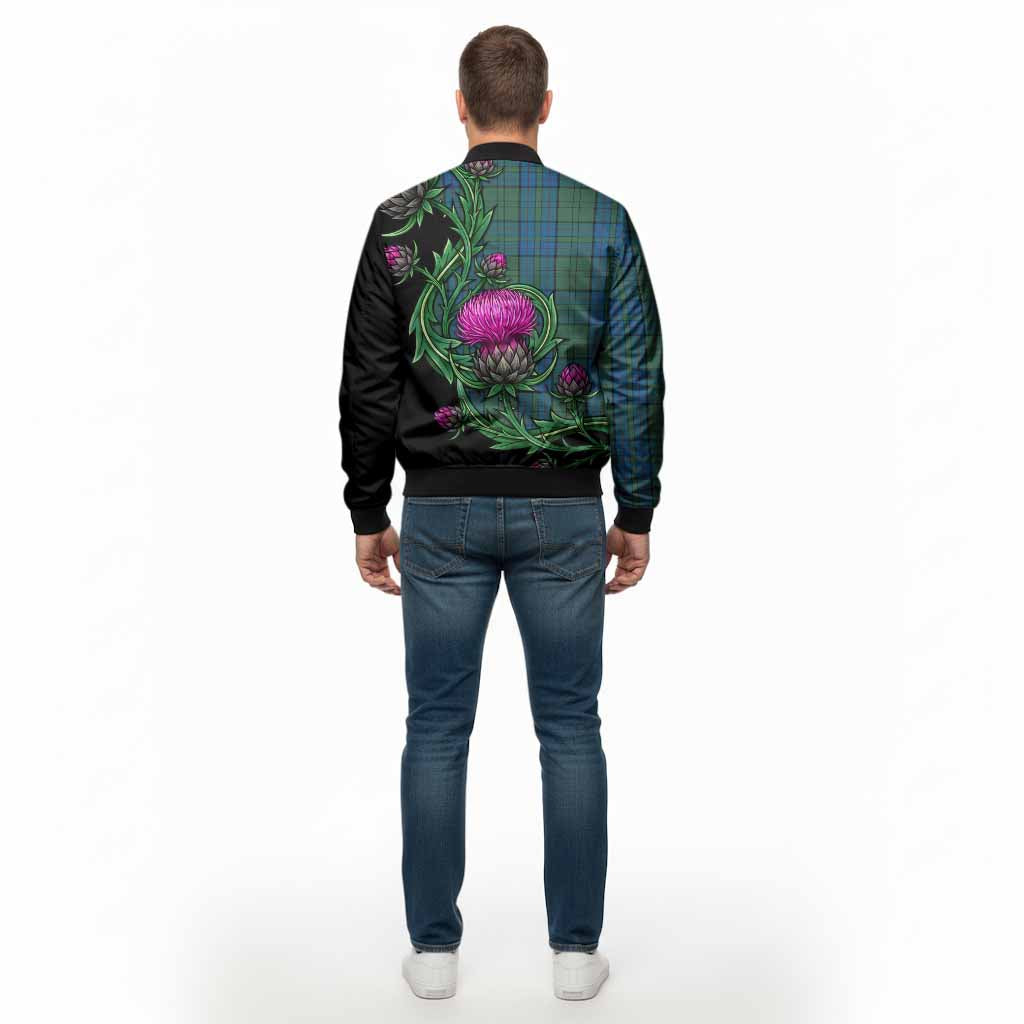 Lockhart Tartan Bomber Jacket Resilient Scottish Thistle - Tartan Vibes Clothing