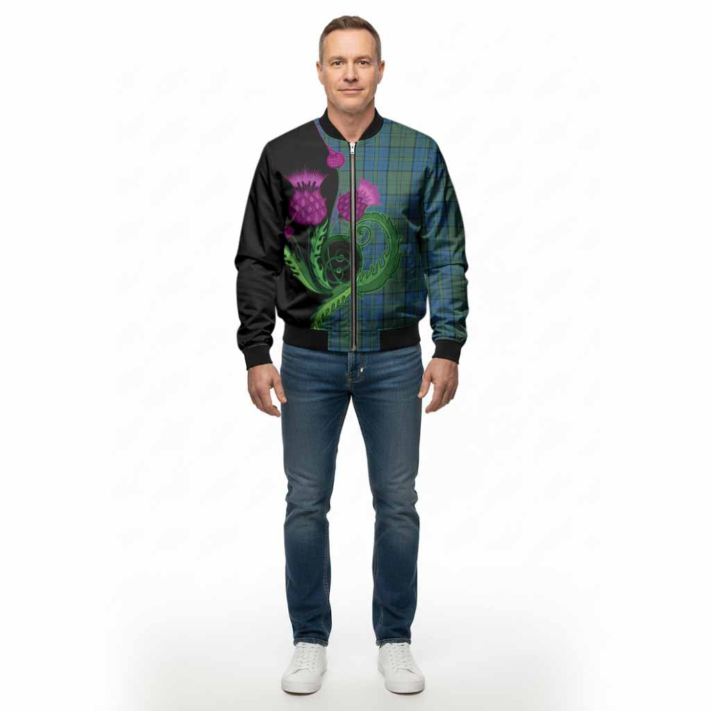Lockhart Tartan Bomber Jacket Traditional Scottish Thistle