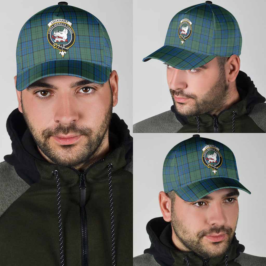 Lockhart Tartan Classic Cap with Family Crest