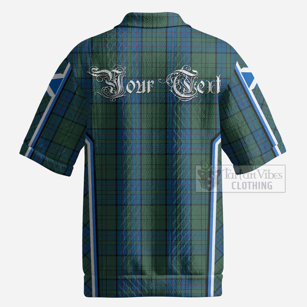 Lockhart Tartan Crest Men’s Polo Sweater Top Scotland Coat of Arm Flag Style