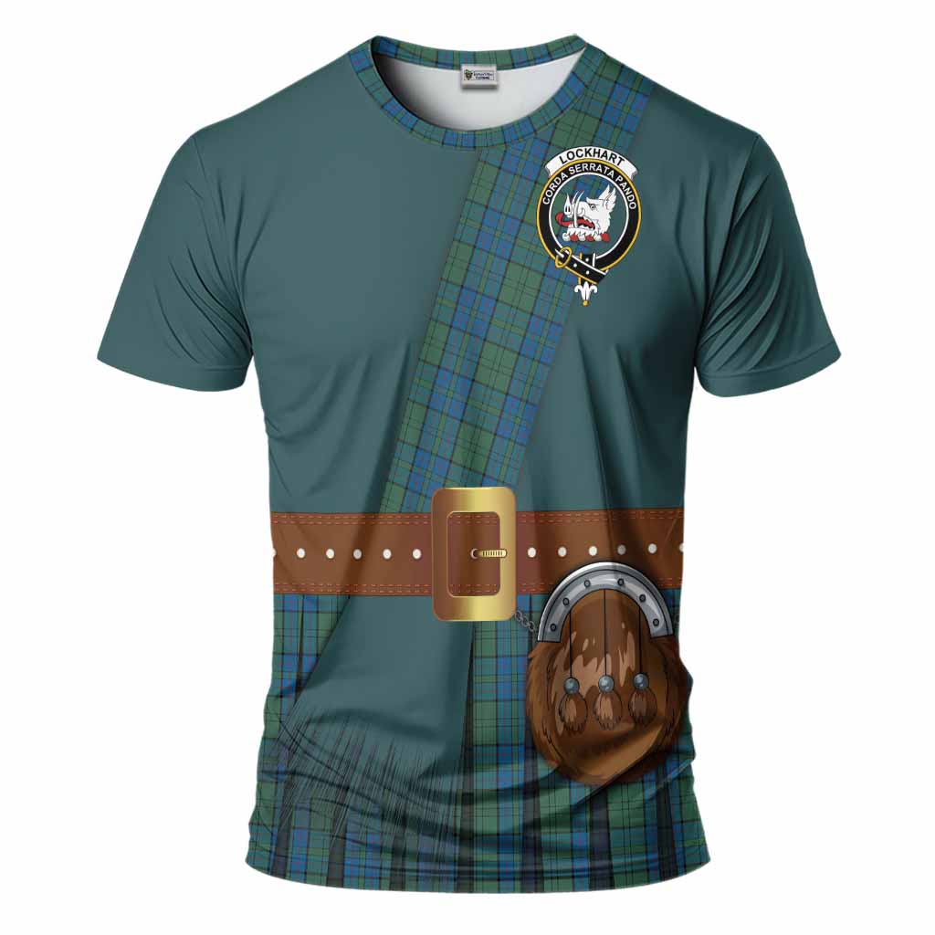 Lockhart Tartan Crest T-Shirt Kilt Costume Style