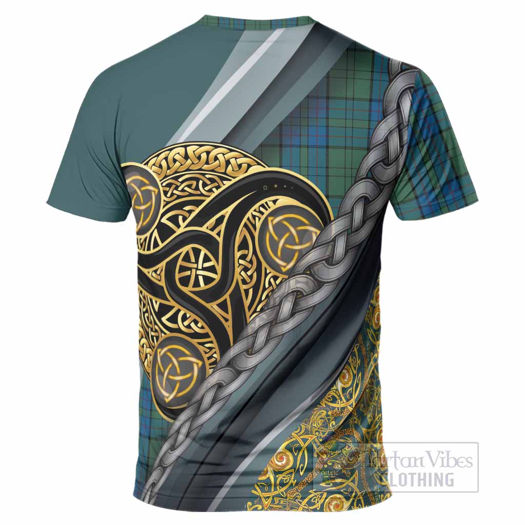 Lockhart Tartan Crest T-Shirt Scottish Triskele Celtic