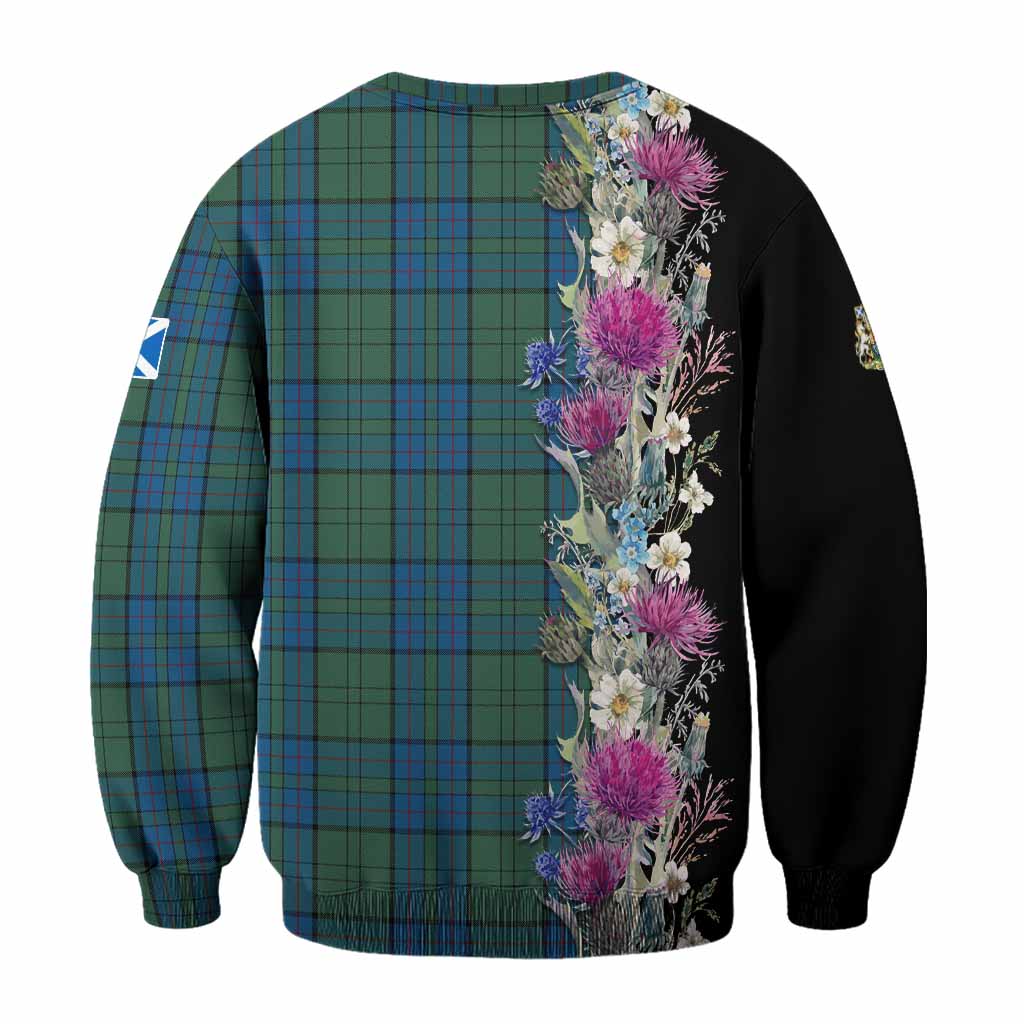 Lockhart Tartan Crest Thistle Floral Sweatshirt - Tartan Vibes Clothing
