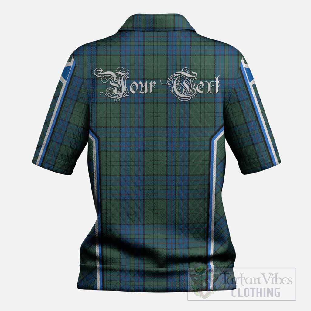Lockhart Tartan Crest Women’s Polo Sweater Top Scotland Coat of Arm Flag Style