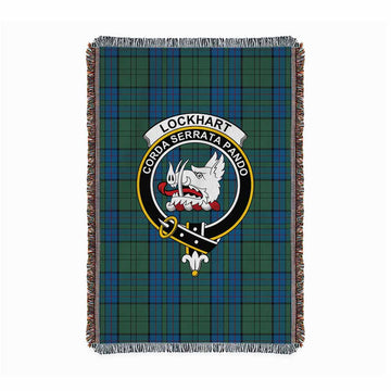 Lockhart Tartan Crest Woven Blanket S 43 x 67 inches 110 x 170cm - Tartan Vibes Clothing