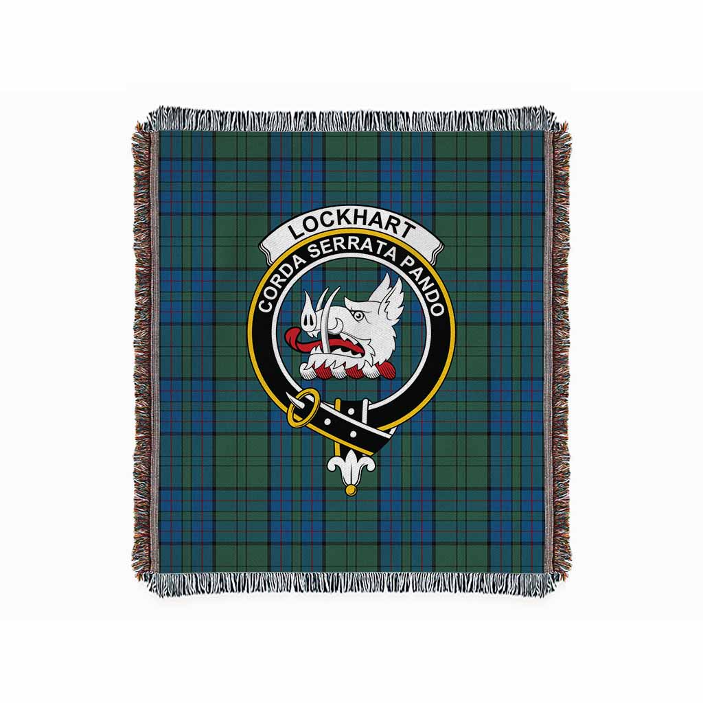 Lockhart Tartan Crest Woven Blanket M 51 x 60 inches 130 x 150cm - Tartan Vibes Clothing