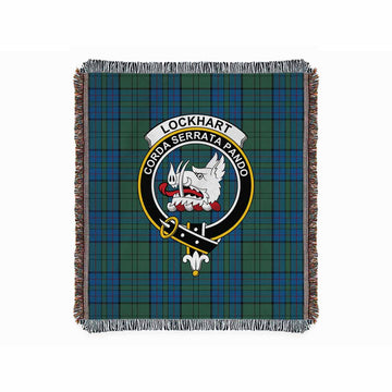 Lockhart Tartan Crest Woven Blanket M 51 x 60 inches 130 x 150cm - Tartan Vibes Clothing