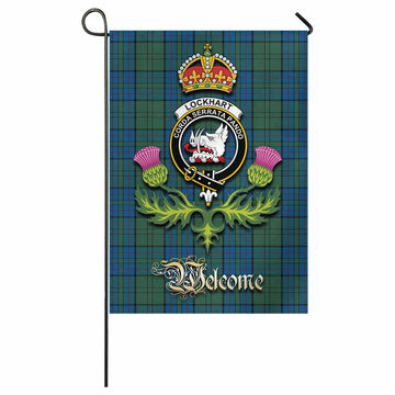 Lockhart Tartan Family Crest Garden Flag Royal Thistle Welcome Style