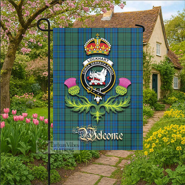 Lockhart Tartan Family Crest Garden Flag Royal Thistle Welcome Style