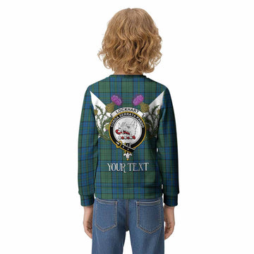 Lockhart Tartan Family Crest Kid Knitted Sweatshirt Scottish Burns Night Thistle Floral