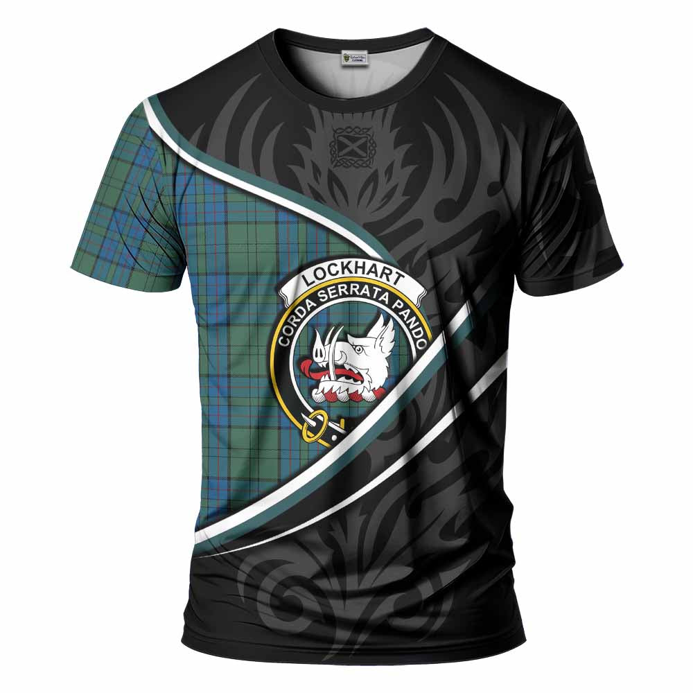 Lockhart Tartan Family Crest T-shirt Celtic Scottish Thistle Floral - Tartan Vibes Clothing