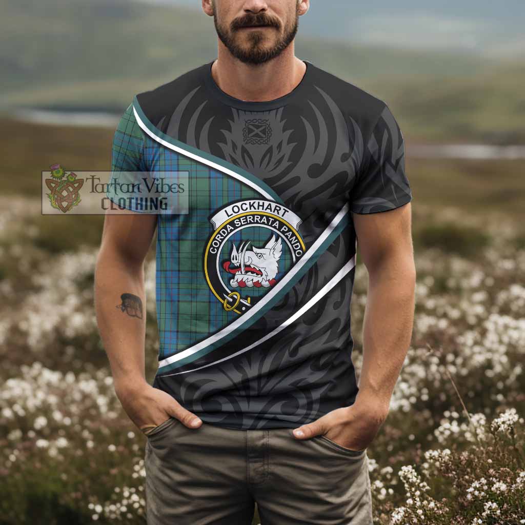 Lockhart Tartan Family Crest T-shirt Celtic Scottish Thistle Floral - Tartan Vibes Clothing