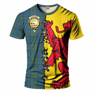 Lockhart Tartan Family Crest T-shirt Lion Rampant Honor