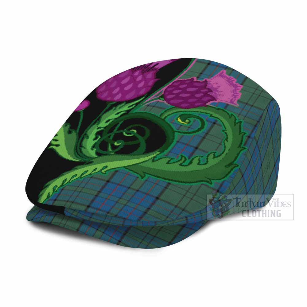 Lockhart Tartan Flat Cap, Jeff Cap Traditional Scottish Thistle