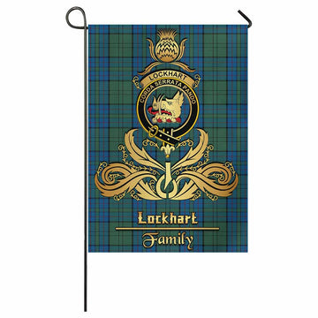 Lockhart Tartan Garden Flag with Highland Thistle Cherish Family Crest Style